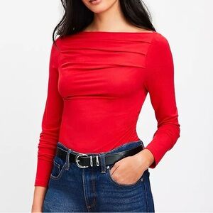 LOFT Red Long Sleeve Bodysuit